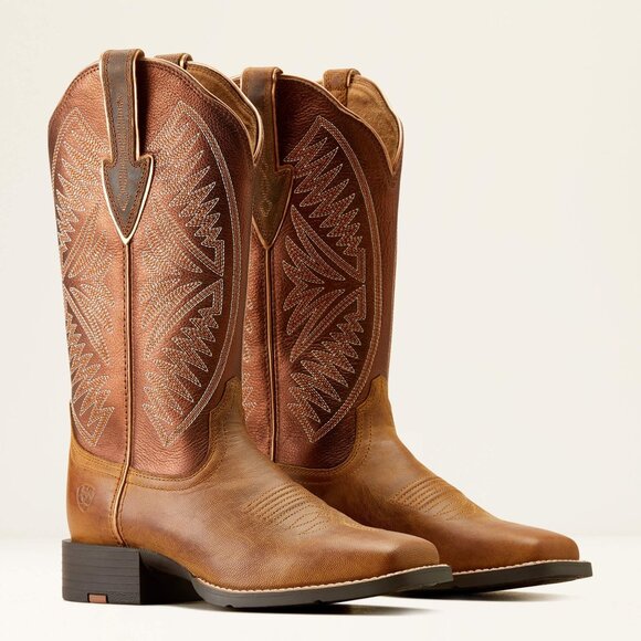 Ariat Shoes - Women's Round  Up Ruidoso Western Boot PEARL BURNISHED CHESTNUT Size 9 B